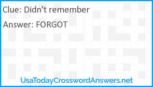 Didn't remember Answer