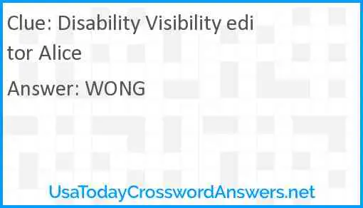 Disability Visibility editor Alice Answer