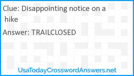 Disappointing notice on a hike Answer
