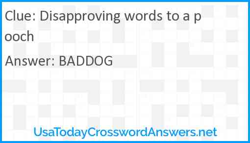 Disapproving words to a pooch Answer