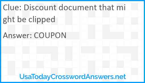 Discount document that might be clipped Answer