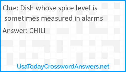 Dish whose spice level is sometimes measured in alarms Answer