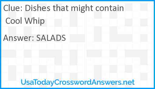 Dishes that might contain Cool Whip Answer