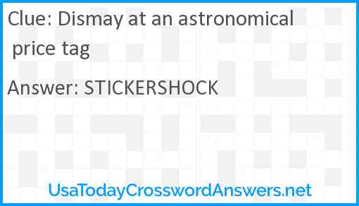 Dismay at an astronomical price tag Answer