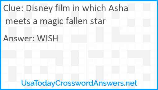 Disney film in which Asha meets a magic fallen star Answer
