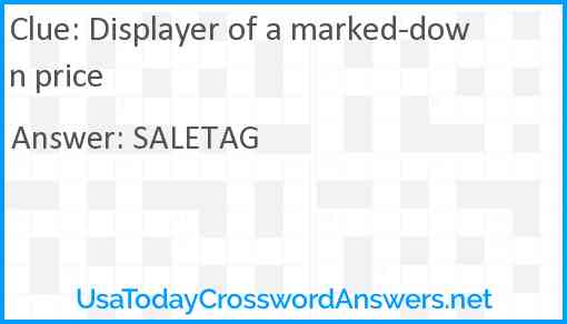 Displayer of a marked-down price Answer