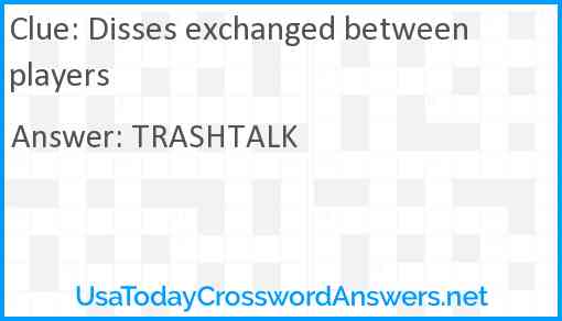 Disses exchanged between players Answer