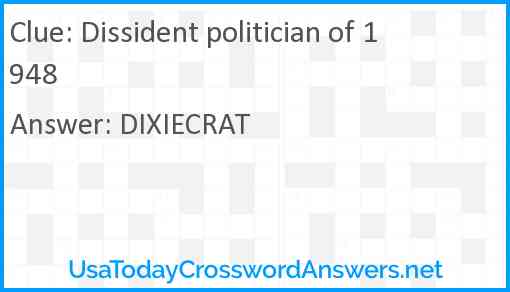 Dissident politician of 1948 Answer
