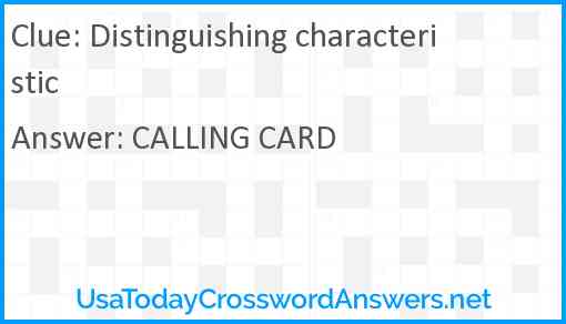 Distinguishing characteristic Answer