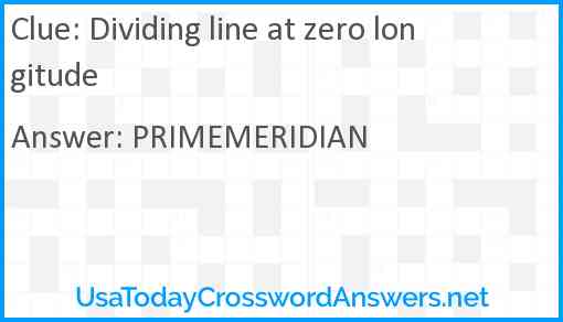 Dividing line at zero longitude Answer