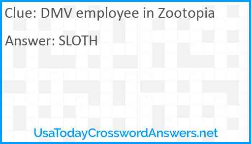 DMV employee in Zootopia Answer