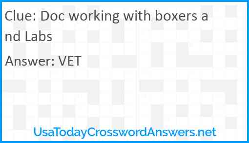 Doc working with boxers and Labs Answer
