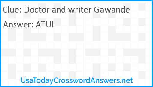 Doctor and writer Gawande Answer