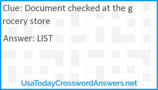 Document checked at the grocery store Answer
