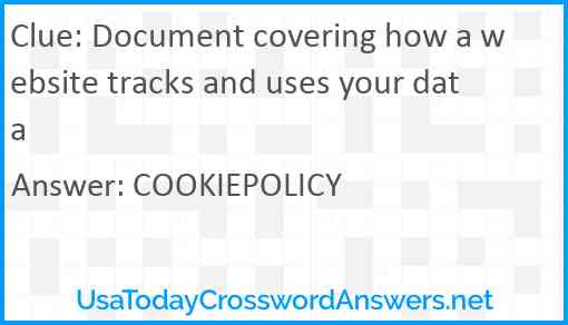 Document covering how a website tracks and uses your data Answer