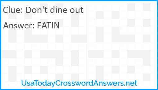 Don't dine out Answer