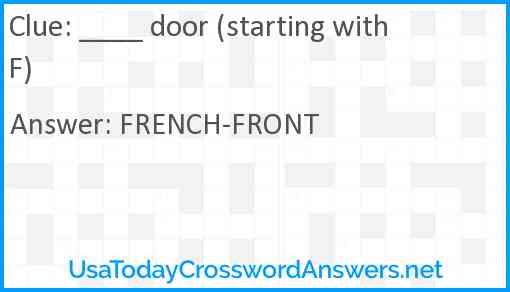 ____ door (starting with F) Answer