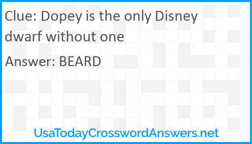 Dopey is the only Disney dwarf without one Answer