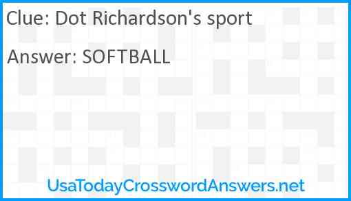 Dot Richardson's sport Answer