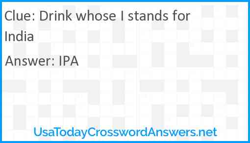 Drink whose I stands for India Answer
