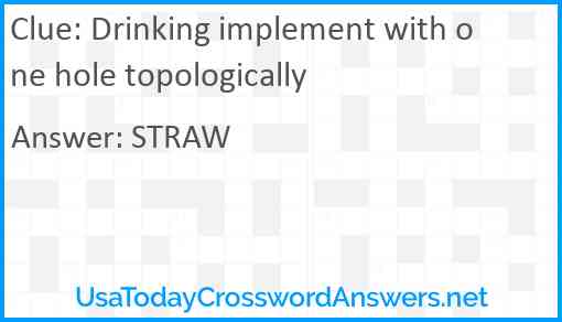 Drinking implement with one hole topologically Answer
