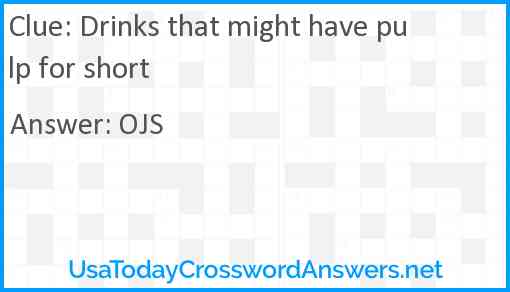 Drinks that might have pulp for short Answer