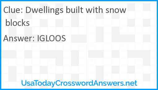 Dwellings built with snow blocks Answer