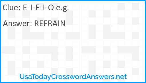 E-I-E-I-O e.g. Answer