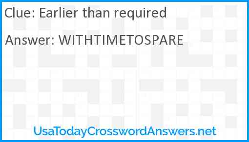 Earlier than required Answer