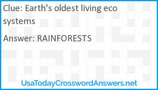 Earth's oldest living ecosystems Answer