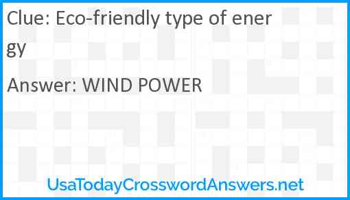 Eco-friendly type of energy Answer