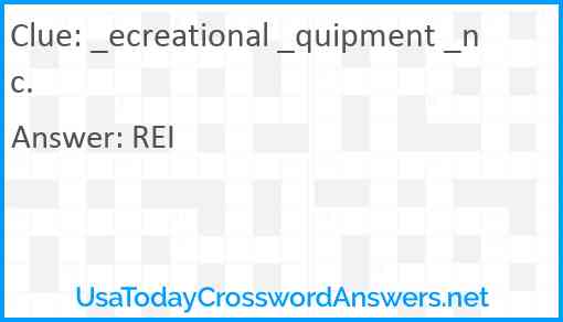_ecreational _quipment _nc. Answer