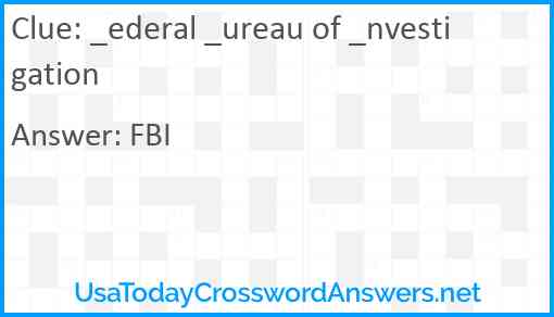 _ederal _ureau of _nvestigation Answer