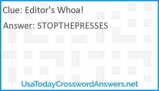 Editor's Whoa! Answer