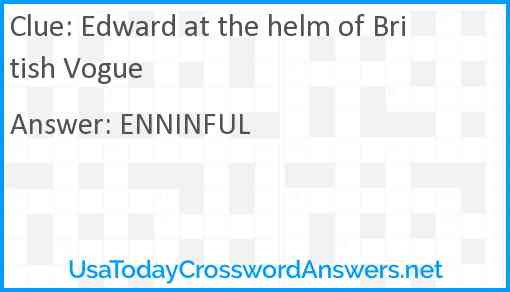 Edward at the helm of British Vogue Answer