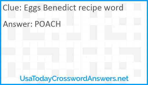 Eggs Benedict recipe word Answer