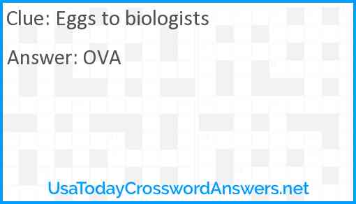 Eggs to biologists Answer