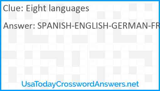 Eight languages Answer