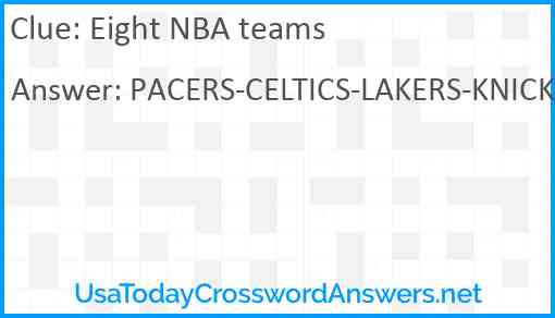 Eight NBA teams Answer