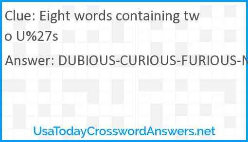 Eight words containing two U%27s Answer