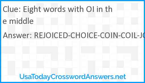 Eight words with OI in the middle Answer