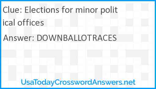Elections for minor political offices Answer