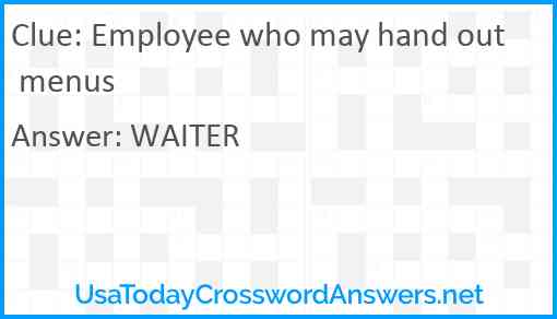 Employee who may hand out menus Answer