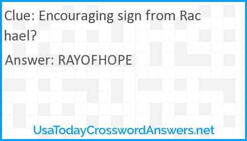 Encouraging sign from Rachael? Answer