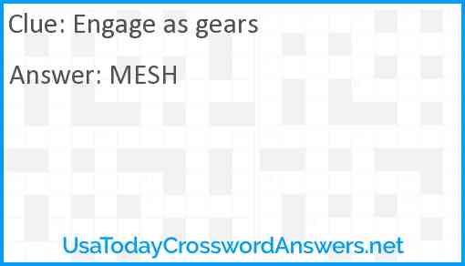 Engage as gears Answer