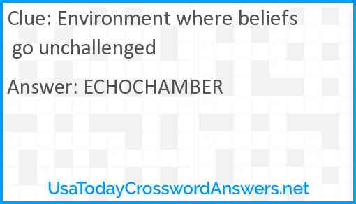 Environment where beliefs go unchallenged Answer