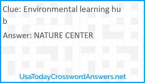 Environmental learning hub Answer