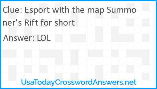 Esport with the map Summoner's Rift for short Answer