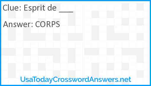 Esprit de ___ Answer