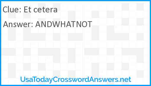 Et cetera Answer
